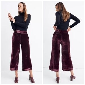 Madewell Maroon Velvet Huston Pull-On Crop Pants